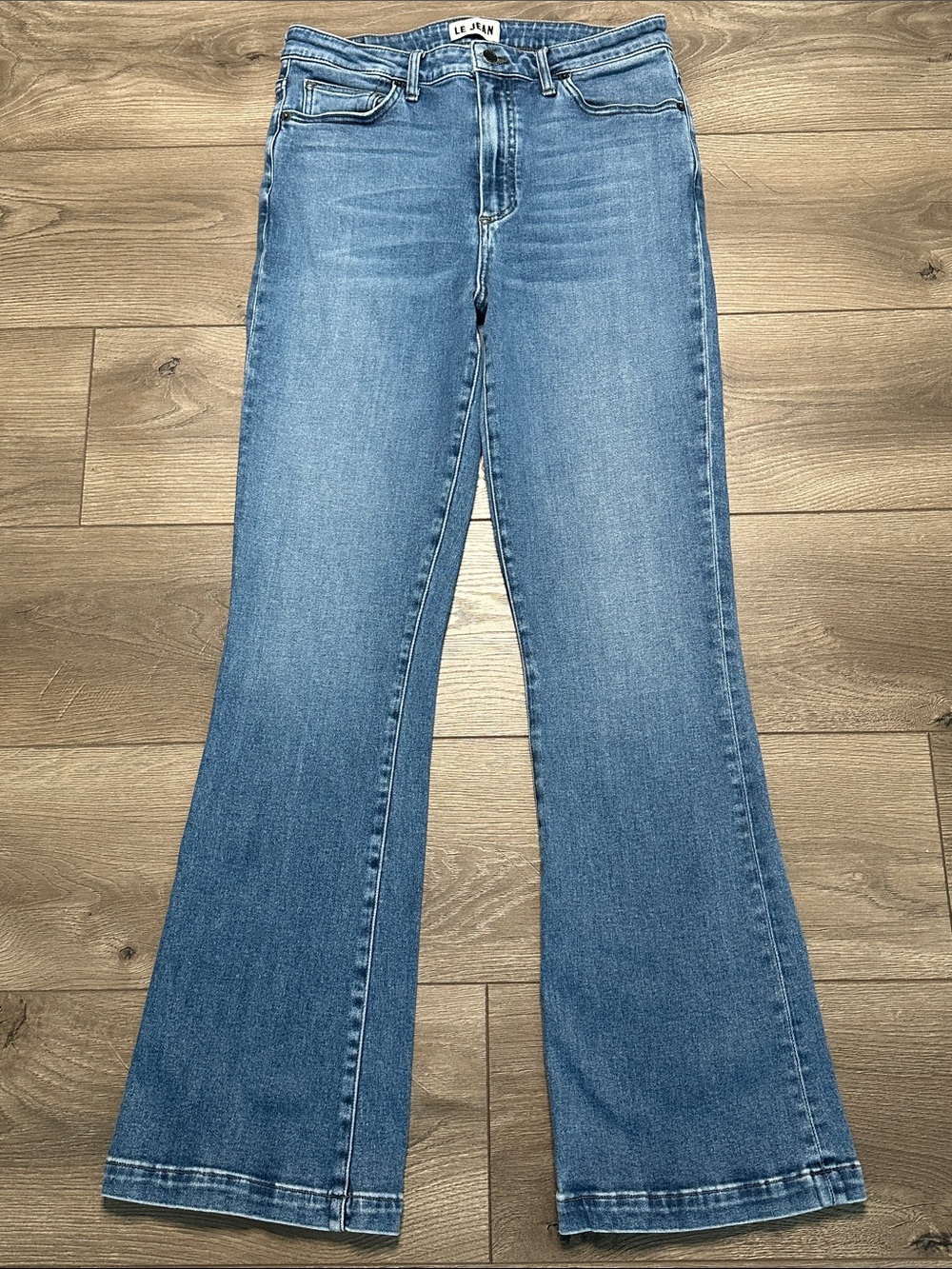 LE JEAN 30” Remy Flare High Rise Stretch Blue Jeans‎ Size 30
